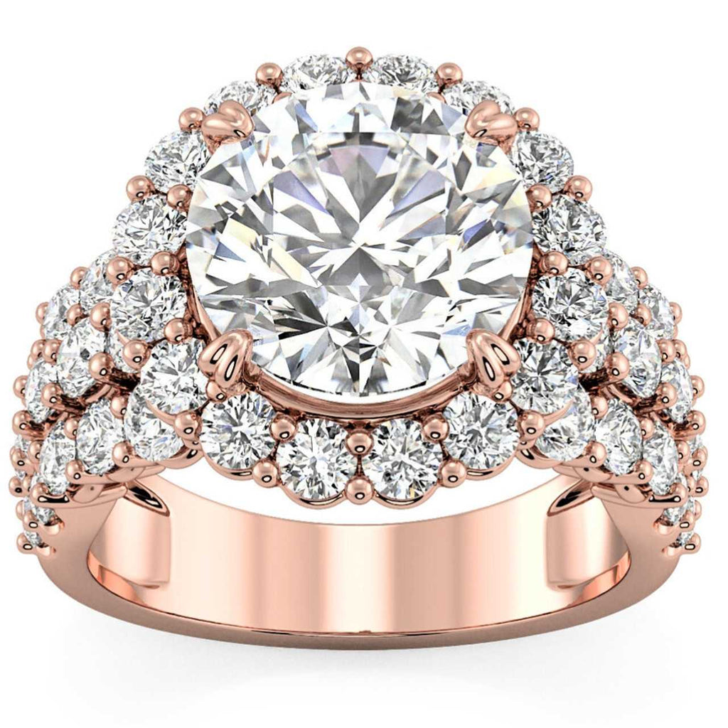 Certified 5Ct Diamond Multi Row Engagement Ring 14k Gold Lab Grown