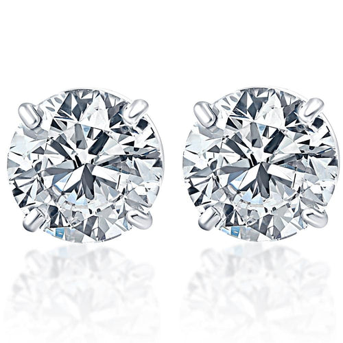 .50Ct Round Brilliant Cut Natural Quality VS2-SI1 Diamond Stud Earrings in 14K Gold Basket Setting