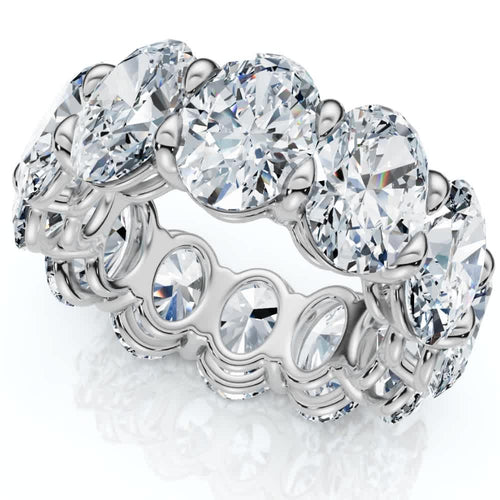 12Ct Oval Diamond Eternity Ring 14k Gold or Platinum Wedding Band Lab Grown