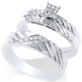 1/4ct Diamond Engagement Matching Wedding Ring Set 14K White Gold Size Selectable