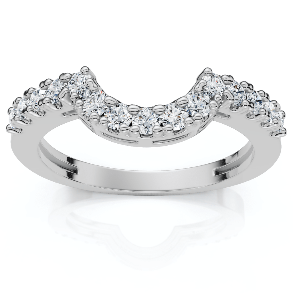 1/4Ct Notched Diamond Guard Anniversary Ring 14k Gold Lab Grown