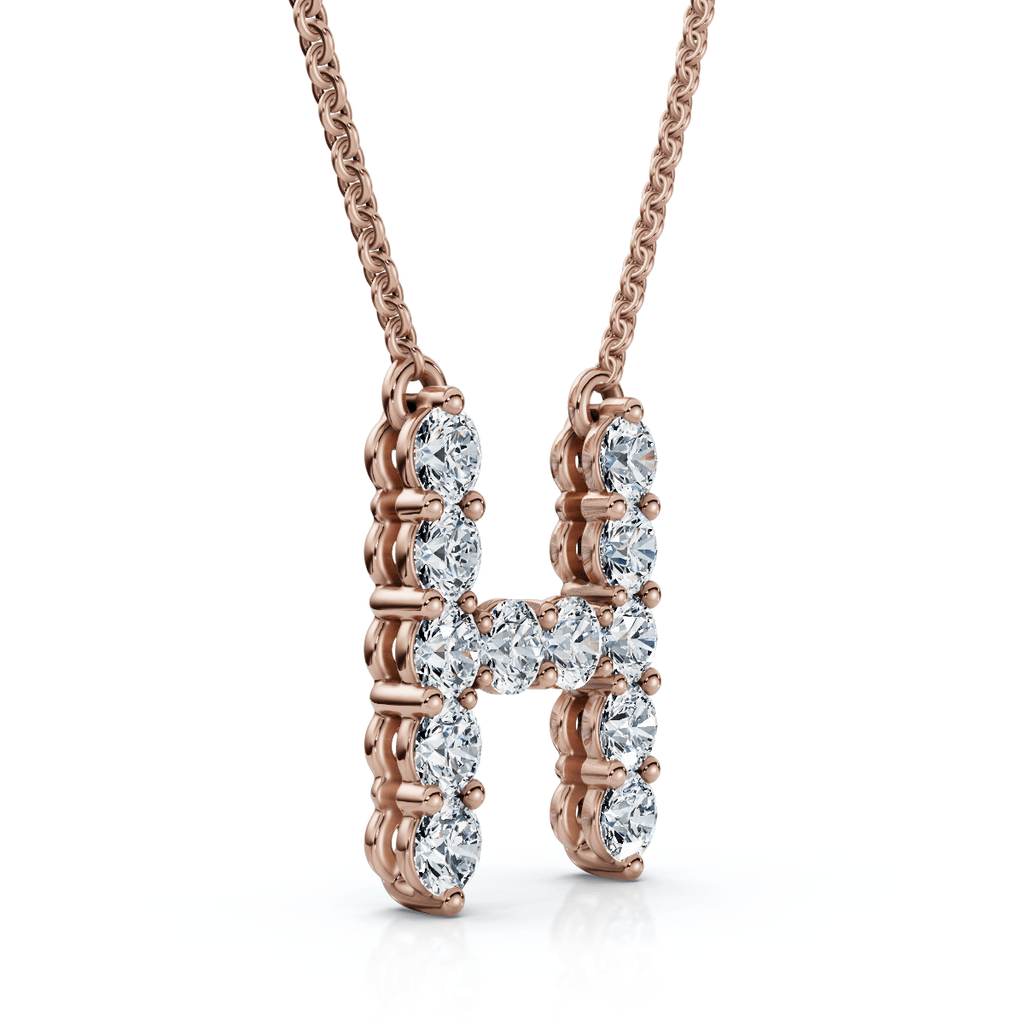 1Ct Diamond Initial "H" Pendant 14k Gold 18" Necklace Lab Grown 5/8" Tall