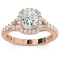 2Ct Cushion Halo Lab Grown Diamond Engagement Ring in 14k Gold
