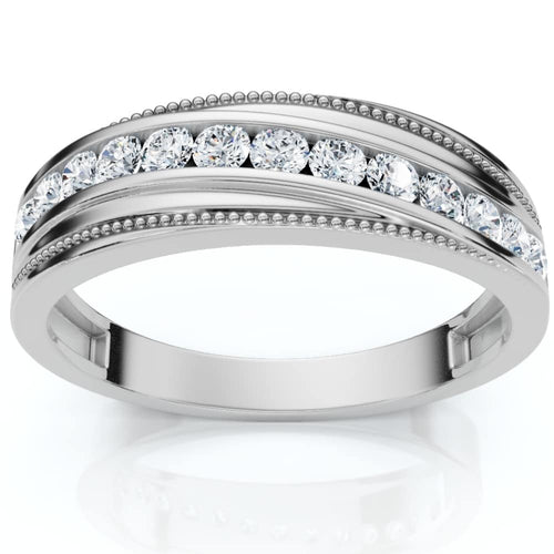 1/2Ct Men's Diamond Wedding Anniversary Ring 10k Gold Lab Grown Channel Set