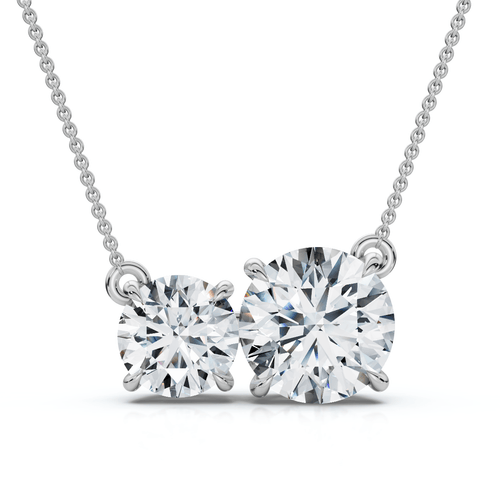 1 1/2Ct Rounds Toi et Moi Diamond Pendant 14k Gold or Pt Lab Grown Size: 1/3" Wide