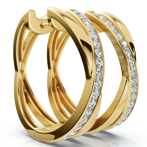 1/2Ct Diamond Hoops 1" Tall 10k Gold Lab Grown EF/VS