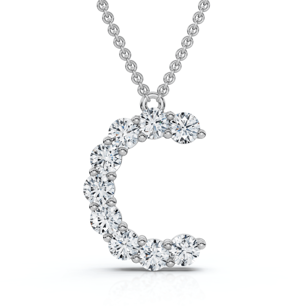 1Ct Diamond Initial "C" Pendant 14k Gold 18" Necklace Lab Grown 5/8" Tall