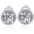 1/2 Ct Halo Diamond Studs With Screw Backs White Gold Lab Grown