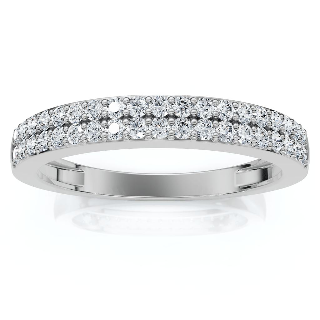 1/4Ct Pave Double Row Wedding Ring Stackable Band 10k Gold Lab Grown