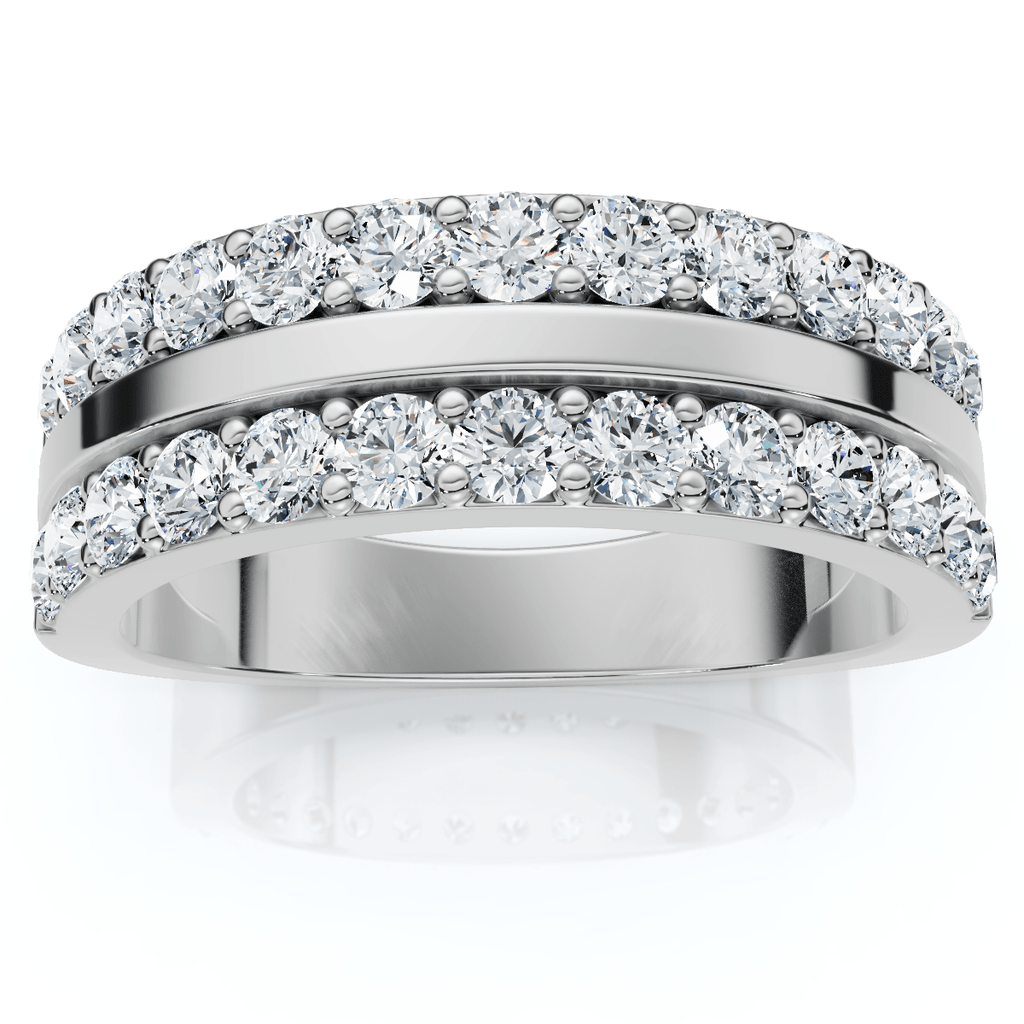1Ct Diamond Wedding Double Row Anniversary Ring Gold Lab Grown