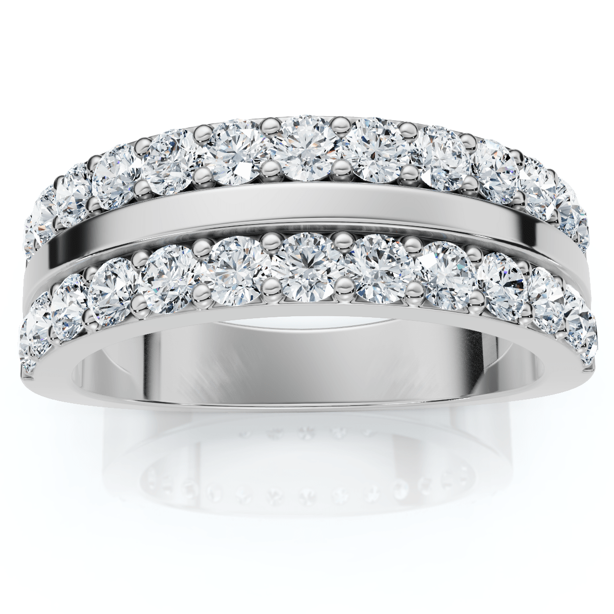 1Ct Diamond Wedding Double Row Anniversary Ring Gold Lab Grown