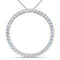 1Ct TW Circle Diamond Pendant 18" Necklace Lab Grown 1" Tall