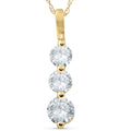 1ct Three Stone Past Present Future Diamond Pendant 14k yellow gold