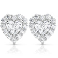 1.30Ct Heart Shape Diamond Halo Studs White or Yellow Gold Lab Grown