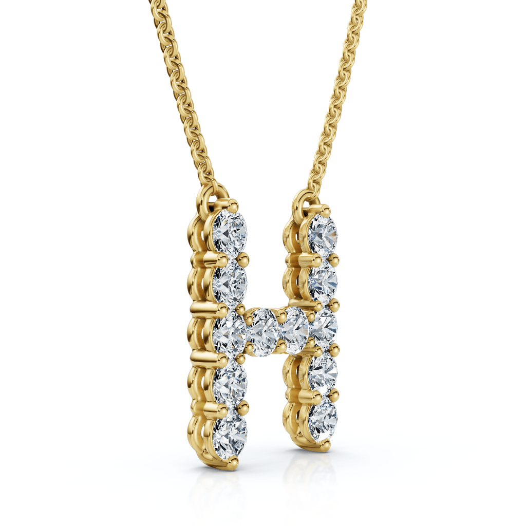 1Ct Diamond Initial "H" Pendant 14k Gold 18" Necklace Lab Grown 5/8" Tall