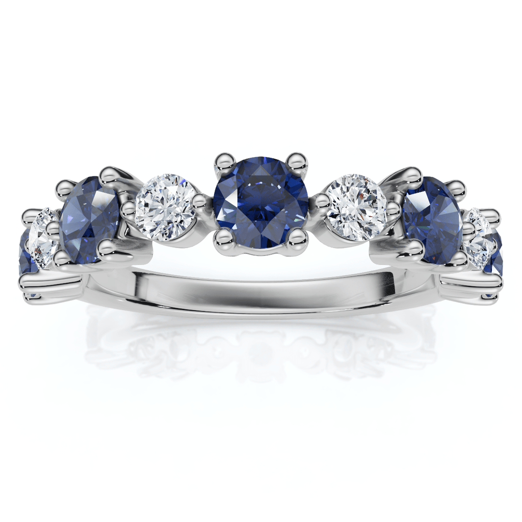 1Ct Sylvia Blue Sapphire & Diamond Wedding Ring Gold Lab Grown