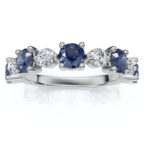 1Ct Sylvia Blue Sapphire & Diamond Wedding Ring Gold Lab Grown
