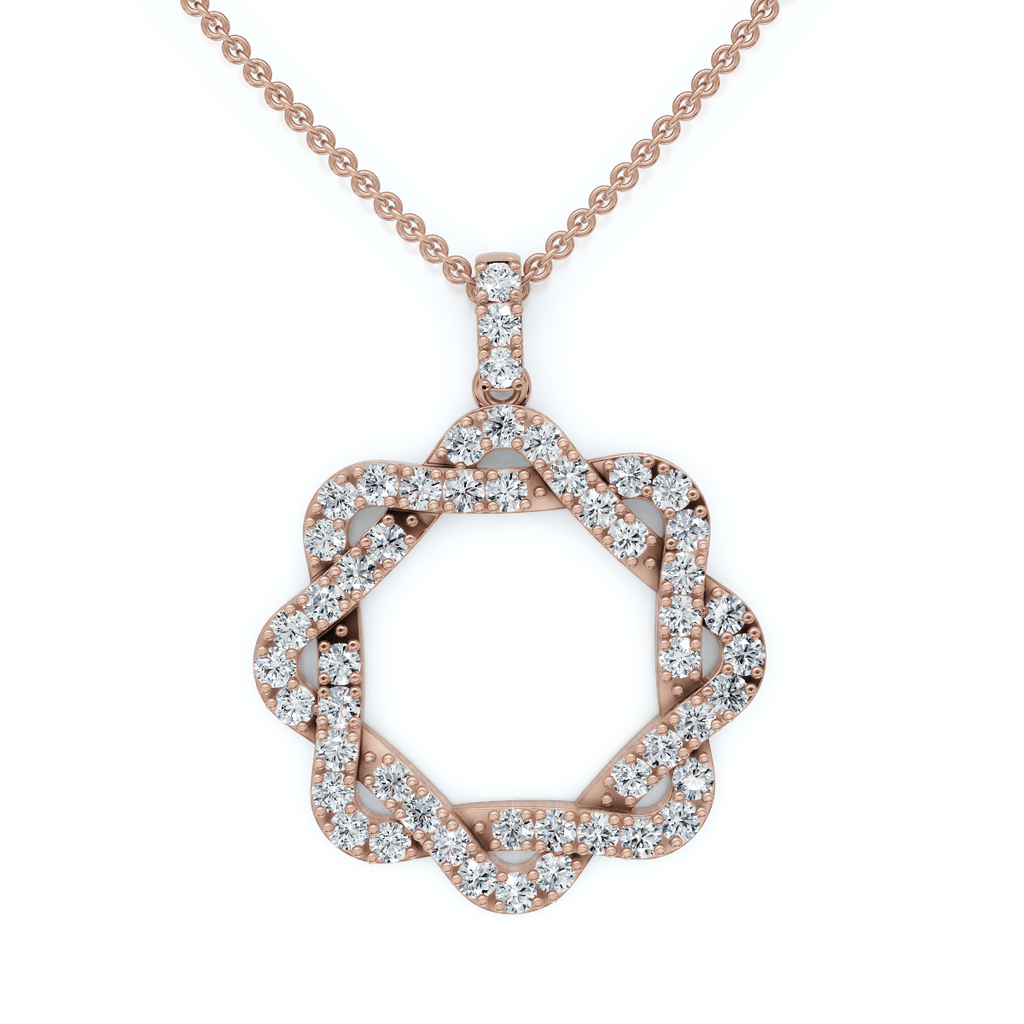 1Ct Intertwined Circle Diamond Pendant Women's Gold Necklace Lab Grown