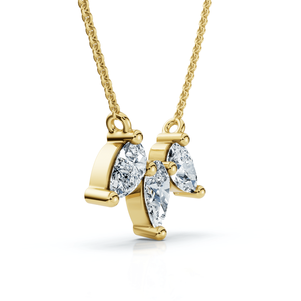 1/2Ct Trio Pear Shape Diamond 18" Necklace 14k Gold Pendant