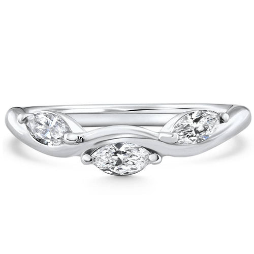 1/2Ct Marquise Diamond Contour Wedding Guard Ring Womens Band 14k Gold Lab Grown